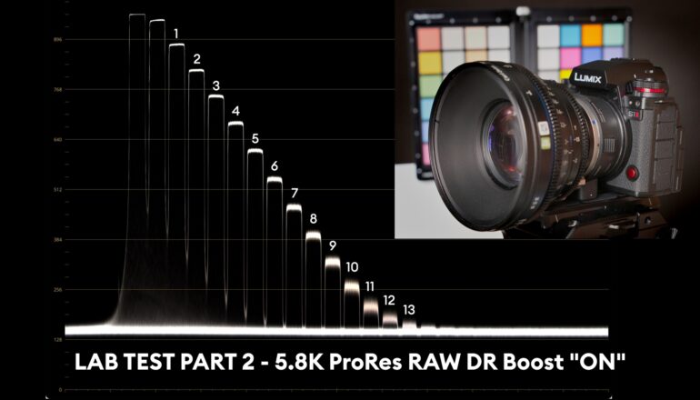 Prueba de Laboratorio de la Panasonic LUMIX S1II, Parte 2 - Rango dinámico y latitud con ProRes RAW 5.8K y DR Boost activado